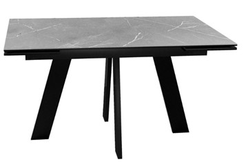 Стол раздвижной DikLine SKM140 Керамика серый мрамор/подстолье черное/опоры черные (2 уп.) в Иркутске