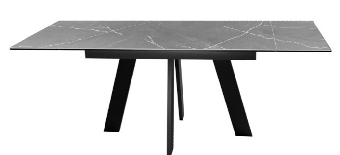 Стол раздвижной DikLine SKM140 Керамика серый мрамор/подстолье черное/опоры черные (2 уп.) в Братске - изображение 4