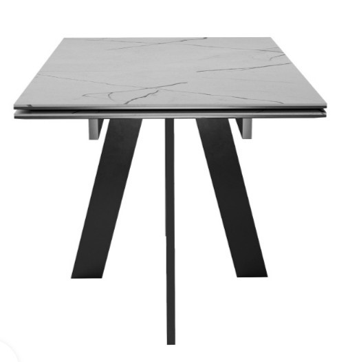 Стол раздвижной DikLine SKM140 Керамика серый мрамор/подстолье черное/опоры черные (2 уп.) в Братске - изображение 5