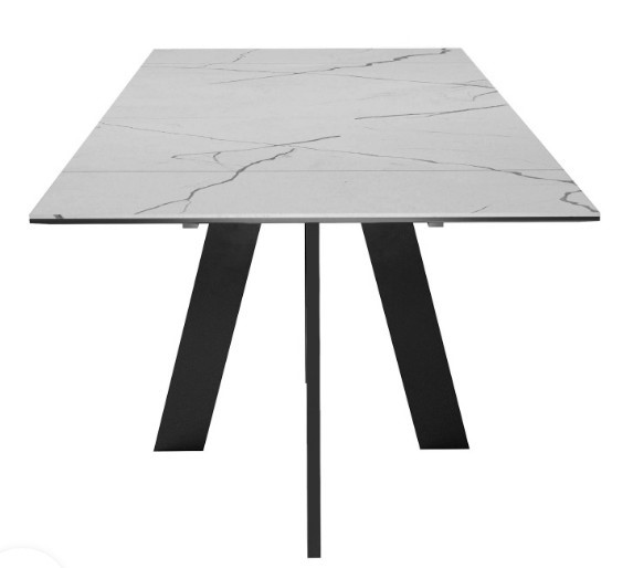 Стол раздвижной DikLine SKM140 Керамика серый мрамор/подстолье черное/опоры черные (2 уп.) в Братске - изображение 6