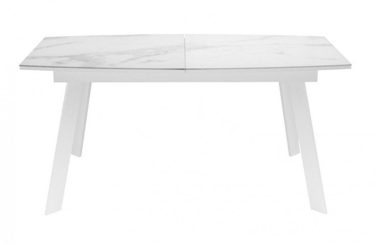 Раздвижной стол Dikline XLS160 мрамор белый глянец/ножки белые в Братске - изображение 1