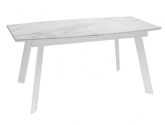Раздвижной стол Dikline XLS160 мрамор белый глянец/ножки белые в Братске - изображение