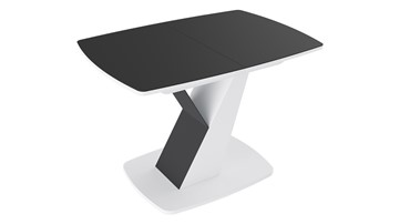Кухонный раздвижной стол Гарда тип 1, цвет Белый/Стекло матовое черный графит в Братске