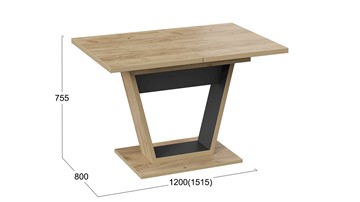 Кухонный раздвижной стол Гавана тип 1 (Дуб крафт золотой/Черный) в Ангарске - предосмотр 5
