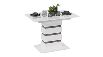 Кухонный раздвижной стол Мадейра тип 1 (Белый глянец/Ателье темный) в Братске
