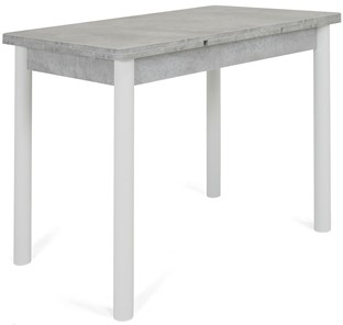 Кухонный раздвижной стол Милан-1 EVO, ноги металлические белые, светлый цемент в Братске
