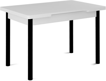 Кухонный стол раздвижной Милан-2 EVO, ноги черные, белый цемент в Братске