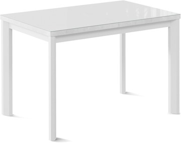Раздвижной стол Нагано-2G (ноги металлические белые, стекло cristal/белый цемент) в Ангарске