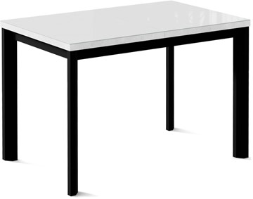Кухонный стол раскладной Нагано-3G (ноги черные, стекло cristal/белый цемент) в Ангарске