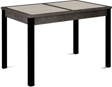 Раздвижной стол Ницца-1 ПЛ (ноги черные, плитка бежевая/серый камень) в Ангарске