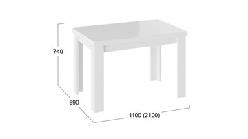 Кухонный стол раздвижной Норман тип 1, цвет Белый/Стекло белый глянец в Братске - предосмотр 2