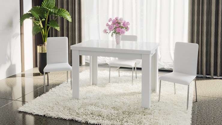 Кухонный стол раздвижной Норман тип 1, цвет Белый/Стекло белый глянец в Ангарске - изображение 4