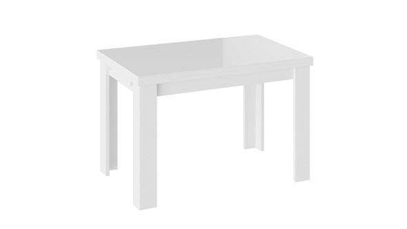 Кухонный стол раздвижной Норман тип 1, цвет Белый/Стекло белый глянец в Ангарске - изображение