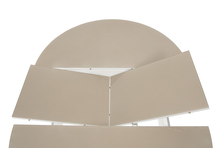 Обеденный раздвижной стол Ривьера исп. круг хром №5 (стекло белое/черный) в Братске - изображение 4