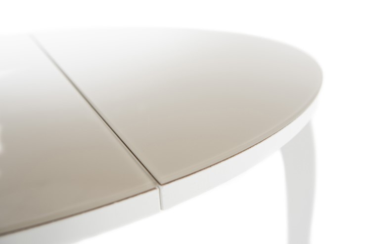 Обеденный раздвижной стол Ривьера исп. круг хром №5 (стекло белое/черный) в Братске - изображение 6