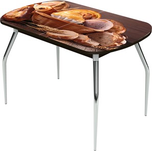 Кухонный раскладной стол Ривьера исп.1 ноги метал. крашеные №24 Фотопечать (Хлеб №3 в Ангарске