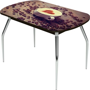 Кухонный раздвижной стол Ривьера исп.1 ноги метал. крашеные №24 Фотопечать (Кофе №20) в Братске