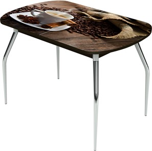 Кухонный раздвижной стол Ривьера исп.1 ноги метал. крашеные №24 Фотопечать (Кофе №22) в Братске