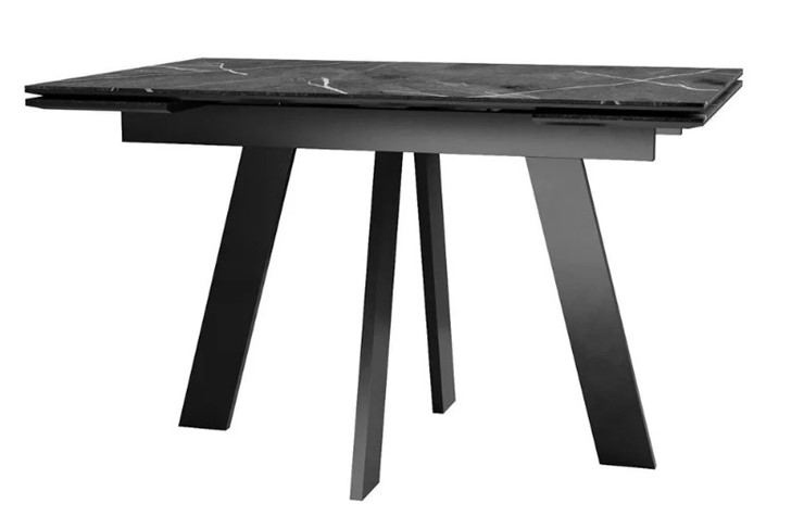 Обеденный раздвижной стол SKM 120, керамика черный мрамор/подстолье черное/ножки черные в Братске - изображение 1