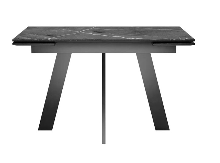 Обеденный раздвижной стол SKM 120, керамика черный мрамор/подстолье черное/ножки черные в Братске - изображение 2