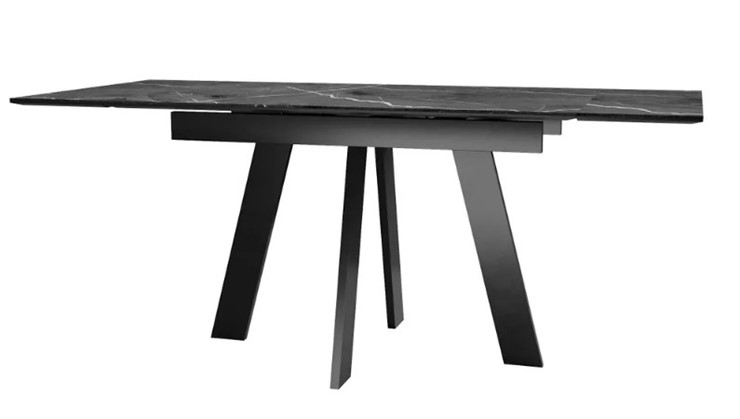 Обеденный раздвижной стол SKM 120, керамика черный мрамор/подстолье черное/ножки черные в Братске - изображение 3