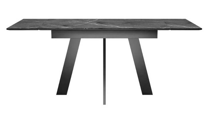 Обеденный раздвижной стол SKM 120, керамика черный мрамор/подстолье черное/ножки черные в Братске - изображение 4