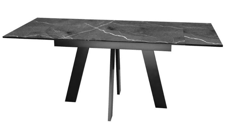 Обеденный раздвижной стол SKM 120, керамика черный мрамор/подстолье черное/ножки черные в Братске - изображение 5