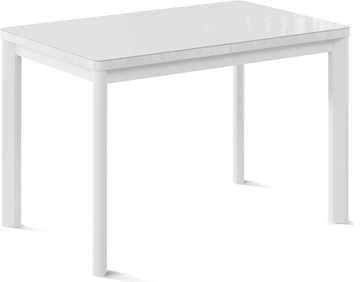 Кухонный раздвижной стол Токио-2G (ноги металлические белые, cтекло cristal/белый цемент) в Ангарске - предосмотр