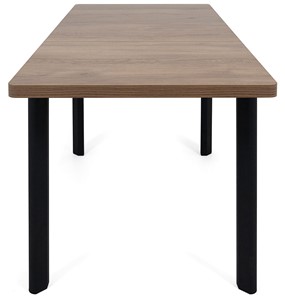 Кухонный раскладной стол Токио-2L (ноги металлические черные, дуб табако) в Братске - предосмотр 5
