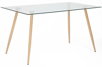 Стол на кухню SOPHIA (mod. 5003) металл/стекло (8мм), 140x80x75, бук/прозрачный арт.12098 в Ангарске