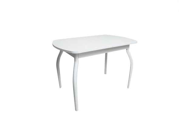Кухонный стол раскладной ПГ-01СТ белое/белое/крашенные фигурные в Ангарске - изображение