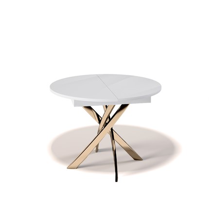 Кухонный раздвижной стол Kenner R1100 (Золото/Белое/Стекло белое глянец) в Ангарске - изображение