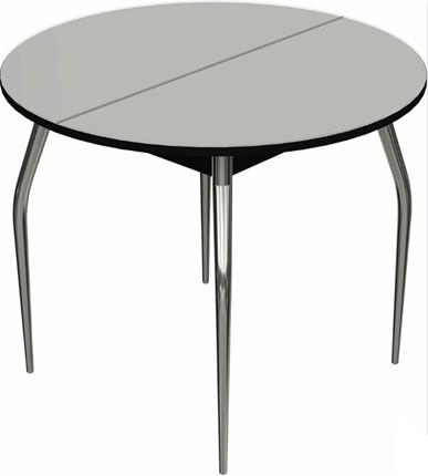 Обеденный раздвижной стол Ривьера исп. круг хром №5 (стекло белое/черный) в Ангарске - изображение