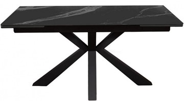 Стол на кухню раздвижной DikLine SFE140 Керамика Черный мрамор/подстолье черное/опоры черные (2 уп.) в Братске - предосмотр 1