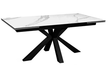 Стол на кухню раздвижной DikLine SFE160 Керамика Белый мрамор/подстолье черное/опоры черные (2 уп.) в Братске - предосмотр 1
