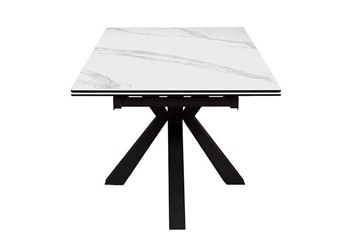 Стол на кухню раздвижной DikLine SFE160 Керамика Белый мрамор/подстолье черное/опоры черные (2 уп.) в Братске - предосмотр 3