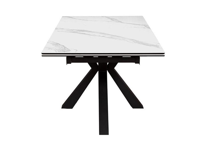 Стол на кухню раздвижной DikLine SFE160 Керамика Белый мрамор/подстолье черное/опоры черные (2 уп.) в Братске - изображение 3