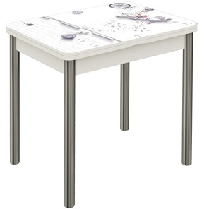 Кухонный раздвижной стол Бари хром №6 (Exclusive h174/белый) в Ангарске