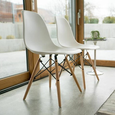 Комплект обеденных стульев 4 шт. BRABIX "Eames CF-010", пластик белый, опоры дерево/металл, 532630, 2033A в Ангарске - изображение 8