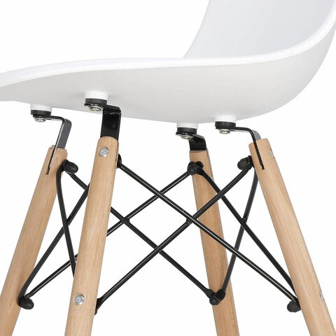 Комплект обеденных стульев 4 шт. BRABIX "Eames CF-010", пластик белый, опоры дерево/металл, 532630, 2033A в Ангарске - изображение 16