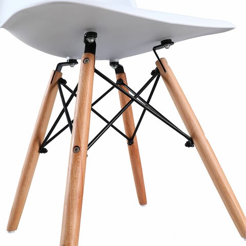 Комплект обеденных стульев 4 шт. BRABIX "Eames CF-010", пластик белый, опоры дерево/металл, 532630, 2033A в Ангарске - изображение 18