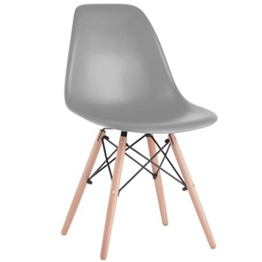 Комплект обеденных стульев 4 шт. BRABIX "Eames CF-010", пластик серый, опоры дерево/металл, 532632, 2033A в Ангарске - предосмотр