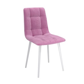 Обеденный стул Белла, велюр тенерифе розовый/Цвет металл белый в Ангарске