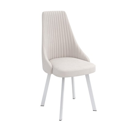 Обеденный стул Лион, велюр тенерифе крем/Цвет металл белый в Ангарске - изображение