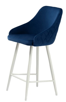 Барный стул Сальса Полубарная, Велюр CATALANA 16 (синий) / Белый муар в Ангарске - изображение