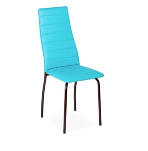 Обеденный стул Волна, прошивка горизонтально, каркас металл коричневый, экотекс лазурный в Ангарске