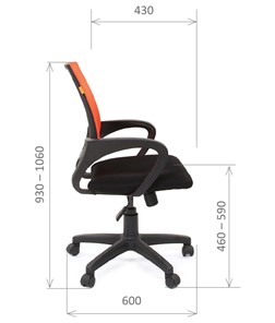 Кресло компьютерное CHAIRMAN 696 black Сетчатый акрил DW66 оранжевый в Ангарске - предосмотр 2
