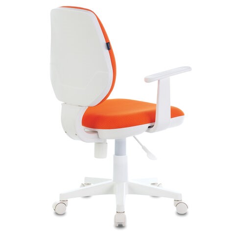 Кресло офисное Brabix Fancy MG-201W (с подлокотниками, пластик белый, оранжевое) 532410 в Ангарске - изображение 2