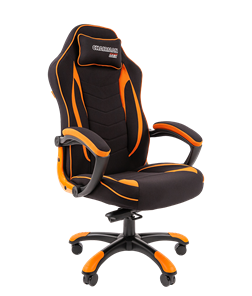 Кресло игровое CHAIRMAN GAME 28 Полиэстер комбинированная ткань оранжевый/черный в Братске