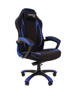 Кресло игровое CHAIRMAN GAME 28 Полиэстер комбинированная ткань синий/черный в Ангарске